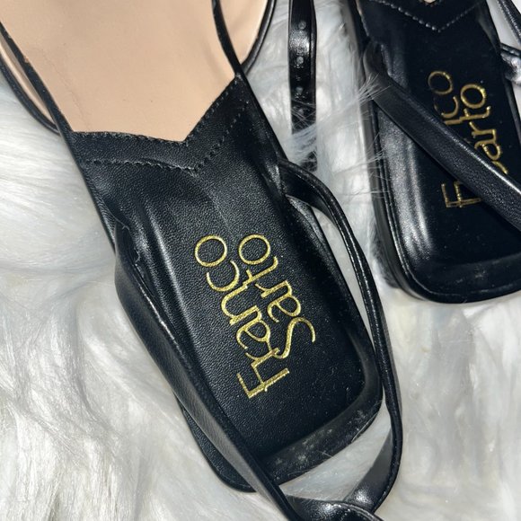 Franco Sarto Black Square Toe Sandals - Picture 4 of 5